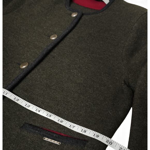 Vintage GEIGER Sweater Cardigan Tyrol Boiled Pure Wool Button Green Womens 42 - Picture 7 of 7